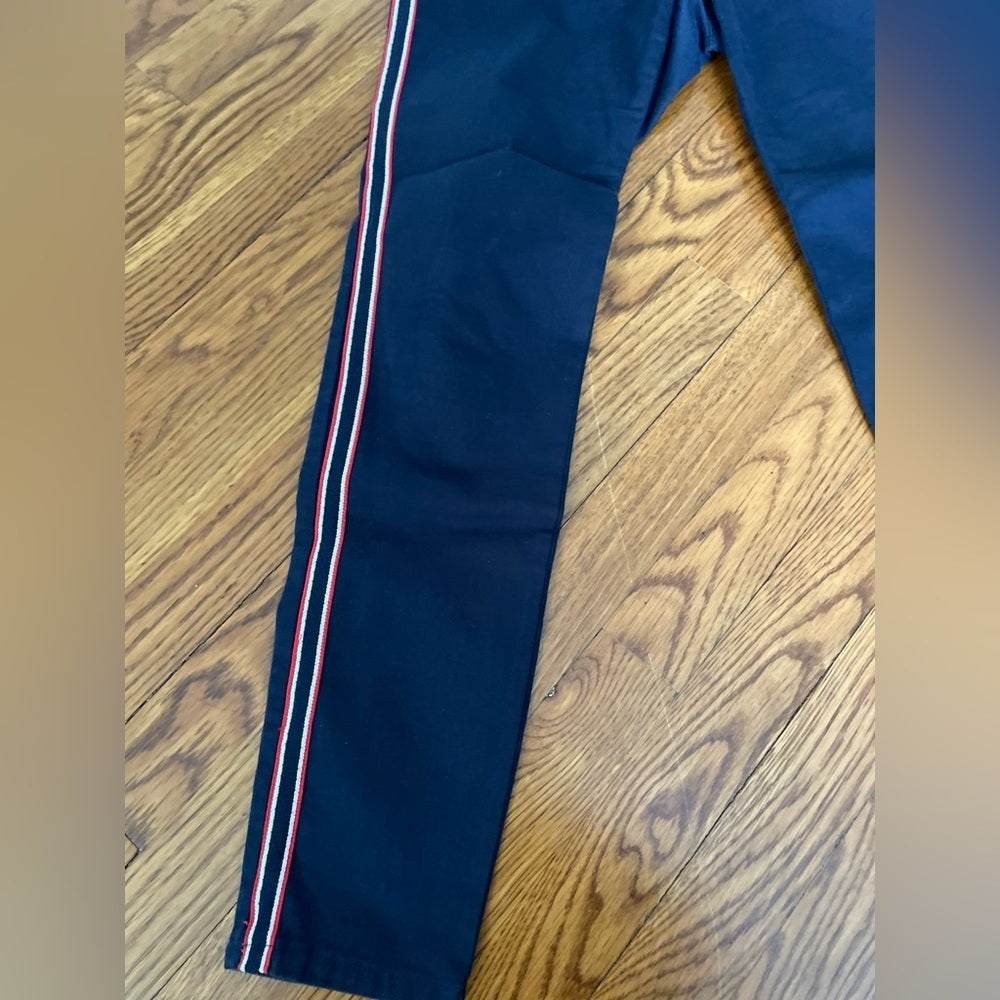 Zara Basic Navy Jeans with Red and White Stripe Size 8