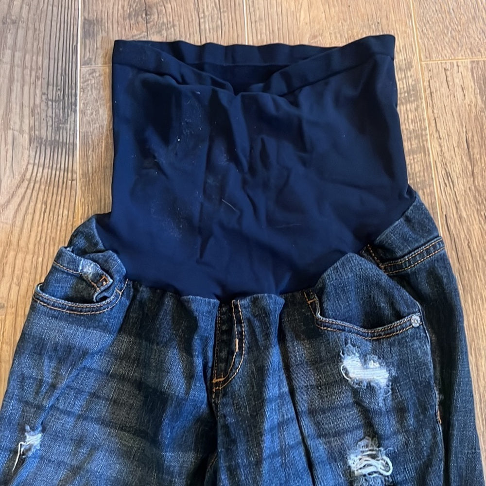 INDIGO Blue Woman’s Maternity Ripped Jeans Size Medium