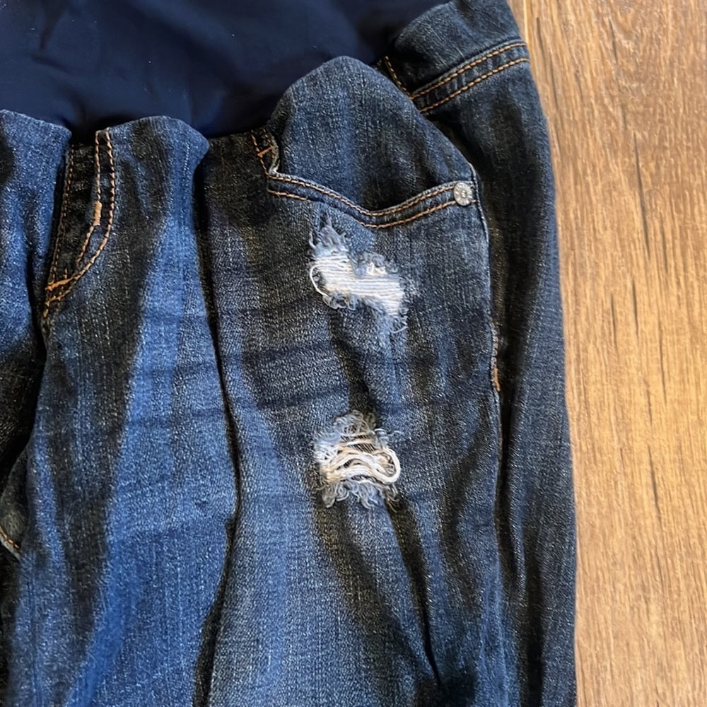 INDIGO Blue Woman’s Maternity Ripped Jeans Size Medium