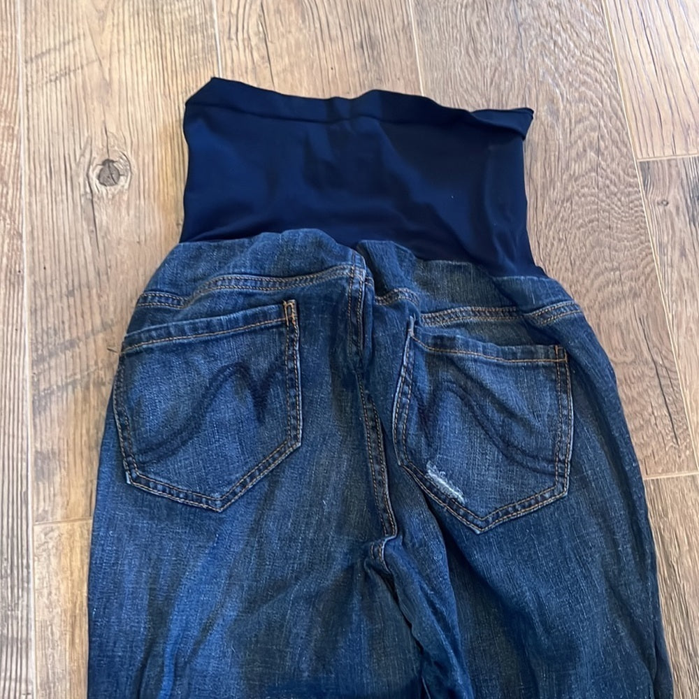 INDIGO Blue Woman’s Maternity Ripped Jeans Size Medium