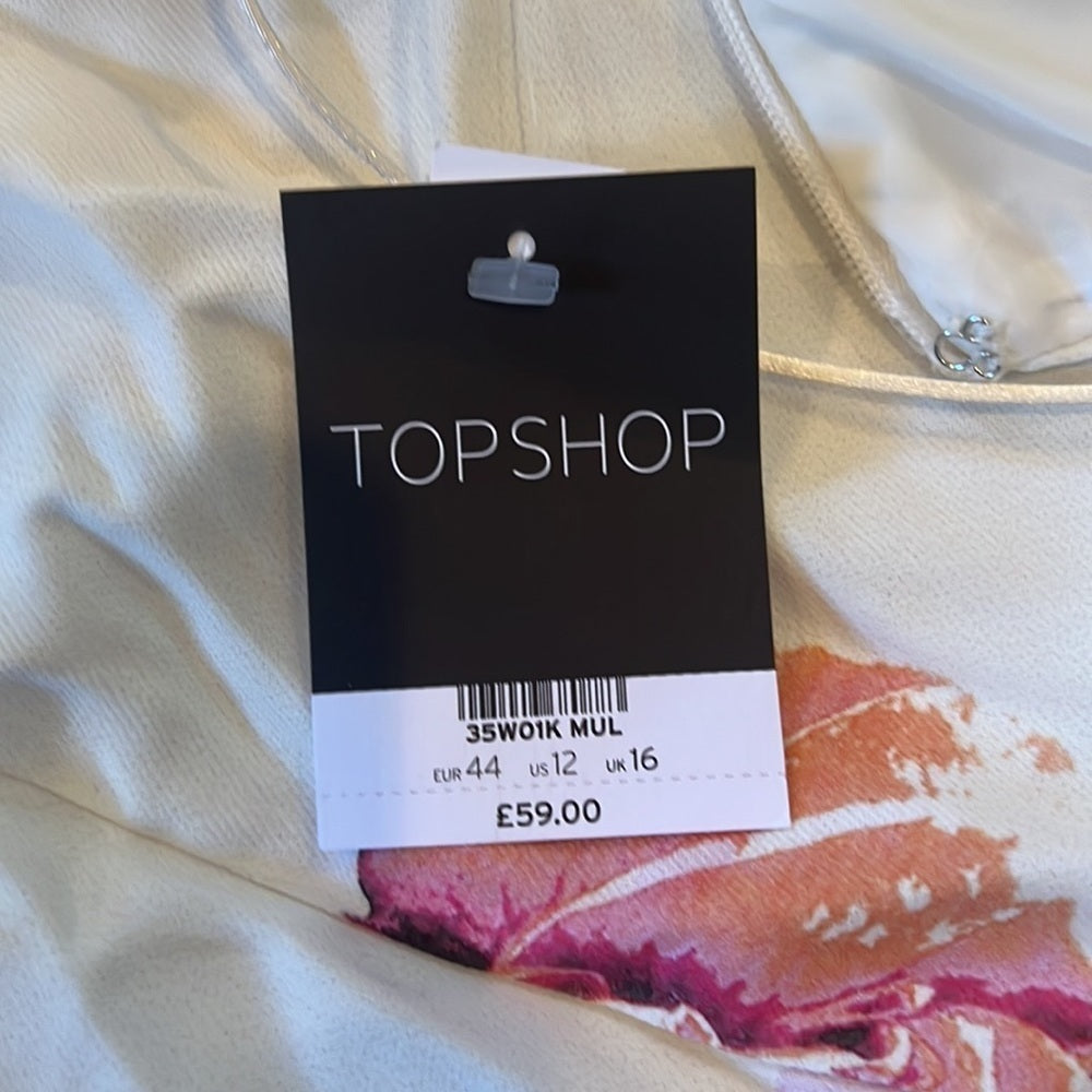 NWT TOPSHOP Woman’s White Floral Dress Size 12