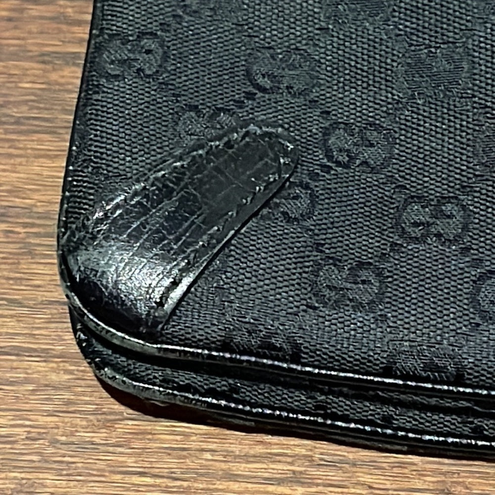 Gucci Black GG Canvas and Leather Horsebit Chain Tote