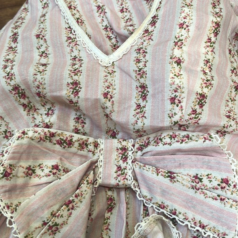 NWT LoveShackFancy Women’s Rikki Flowy Flower Print Cropped Top with Bow Size 0