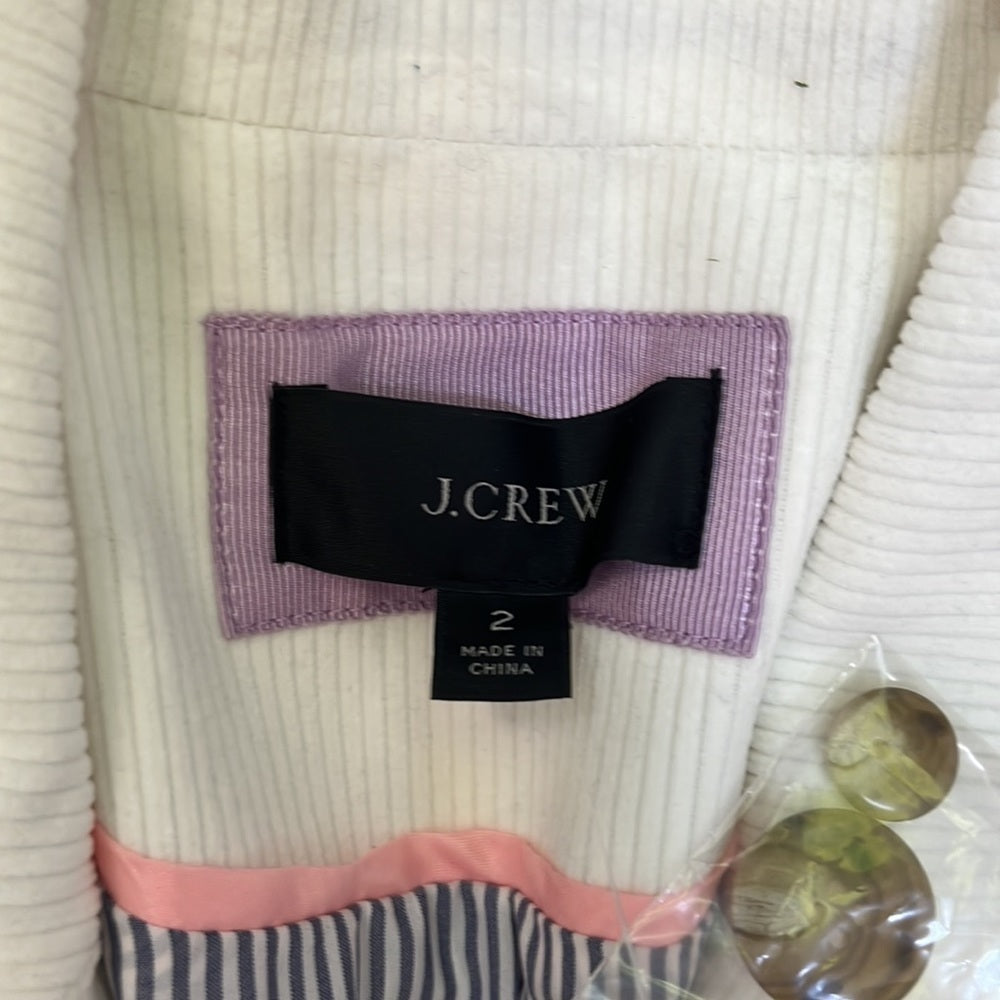 NWT J crew Women’s Off White Corduroy Blazer Size 2