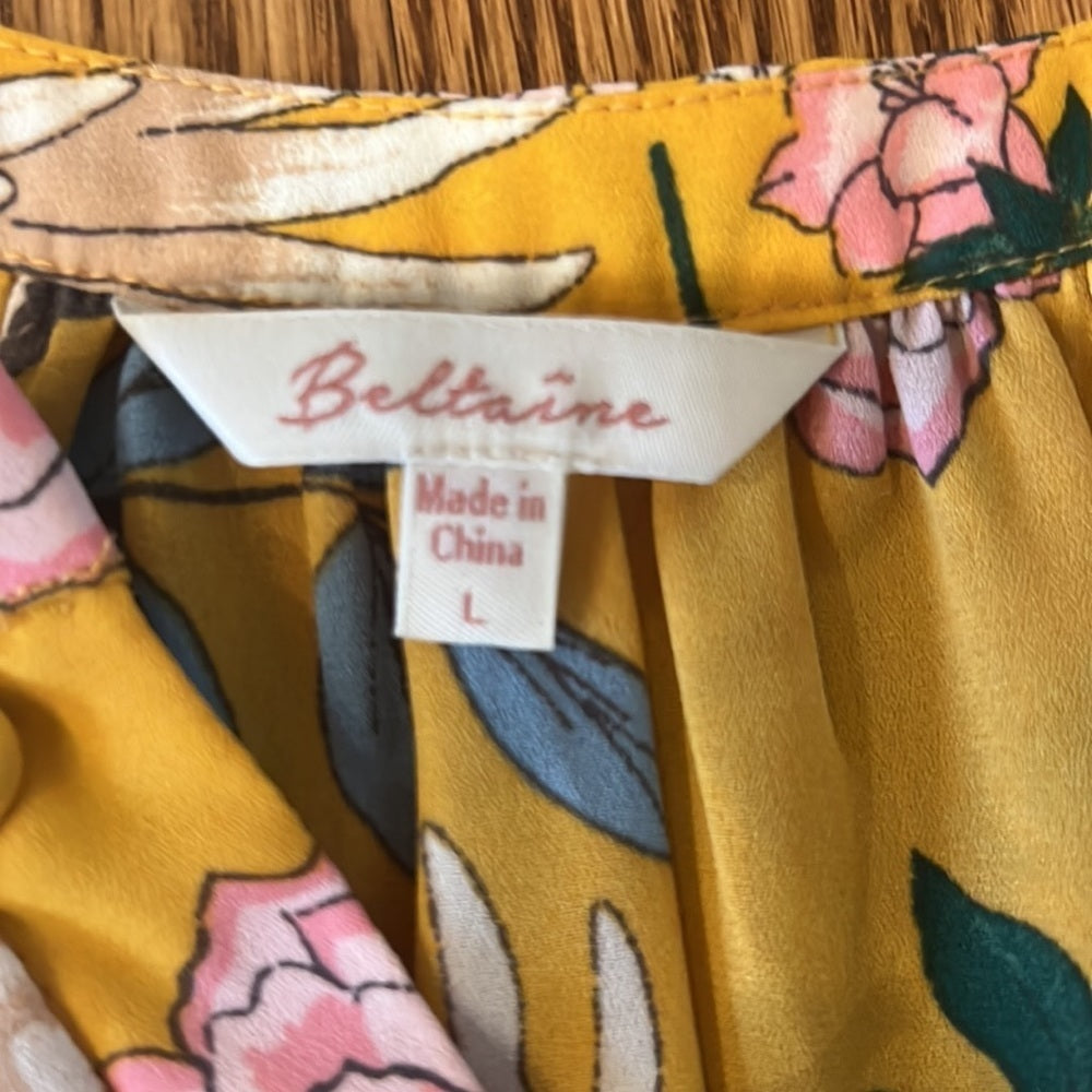 Beltaine Woman’s Yellow Floral Print Dress Size Large