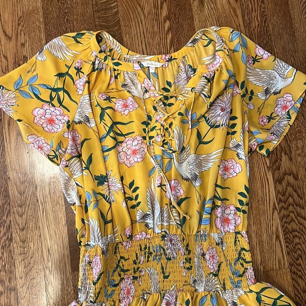 Beltaine Woman’s Yellow Floral Print Dress Size Large