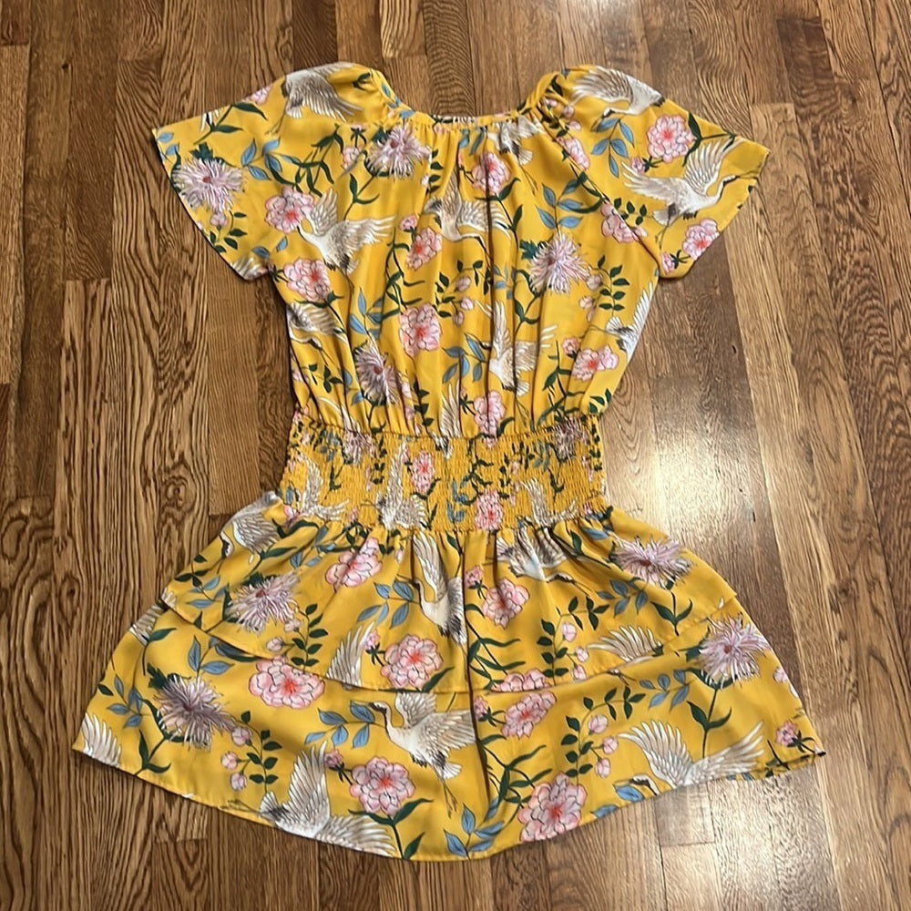 Beltaine Woman’s Yellow Floral Print Dress Size Large