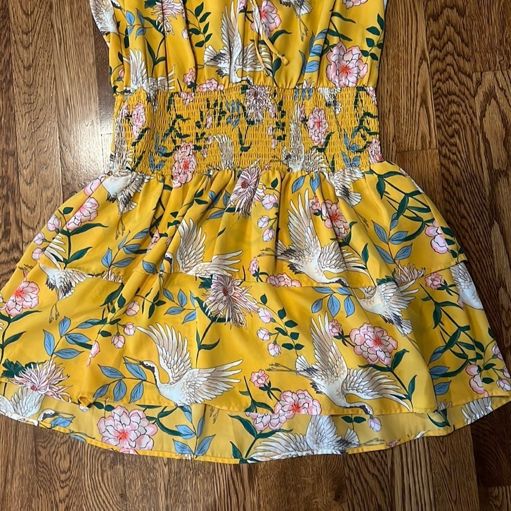 Beltaine Woman’s Yellow Floral Print Dress Size Large