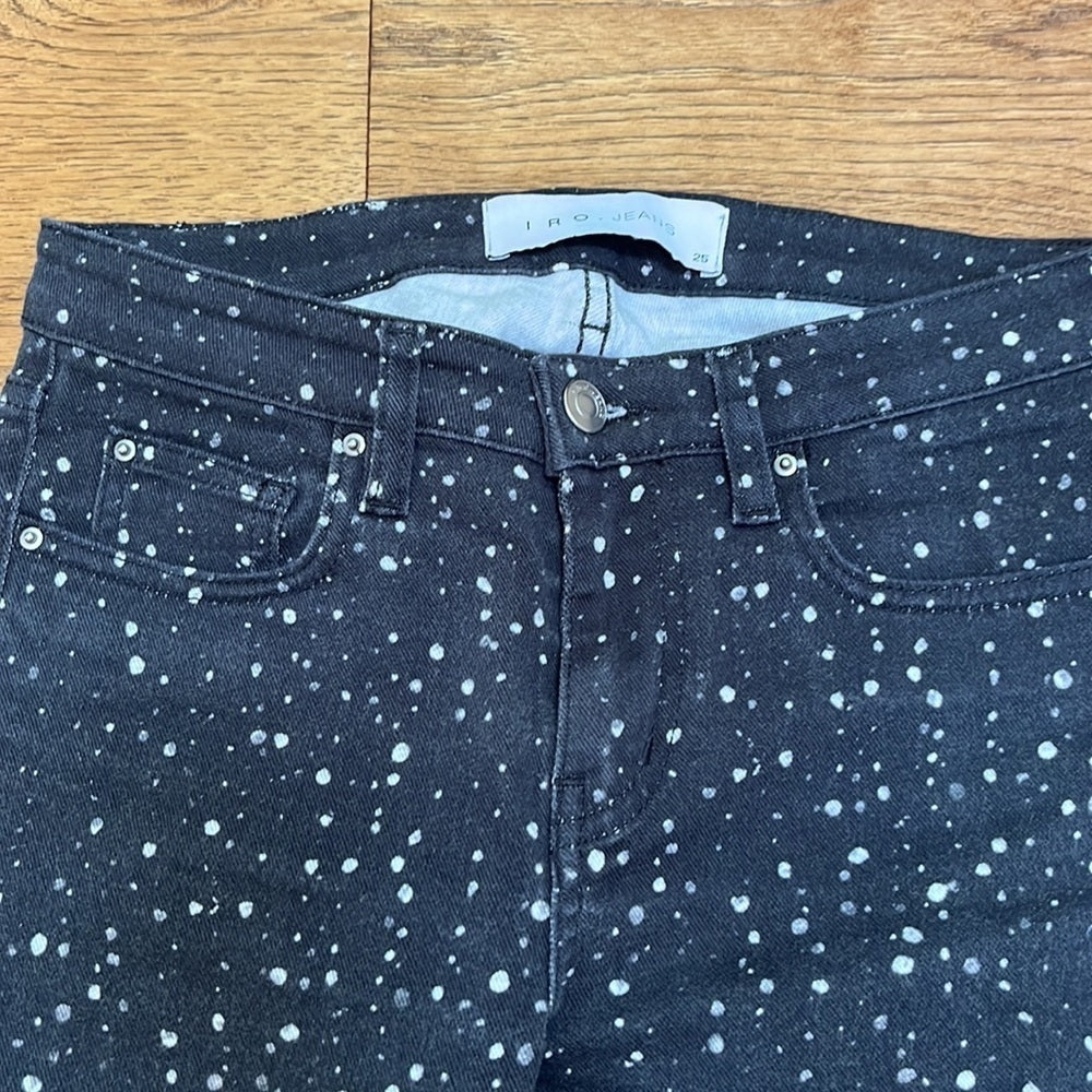 IRO Women’s Black Jeans With White Splatter Size 25