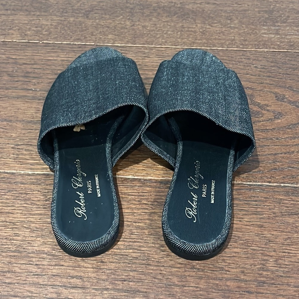 Robert Clergerie Women’s Black Fabric Slides Size 38/8