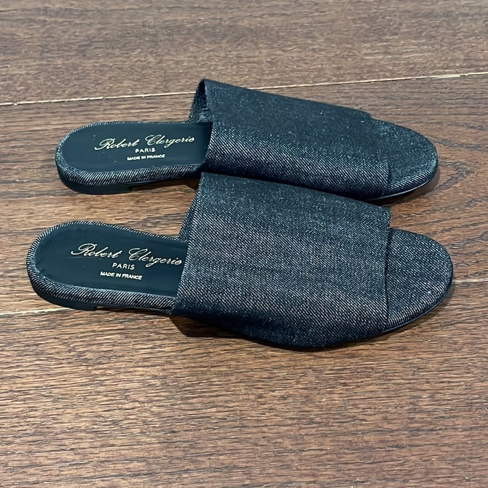 Robert Clergerie Women’s Black Fabric Slides Size 38/8