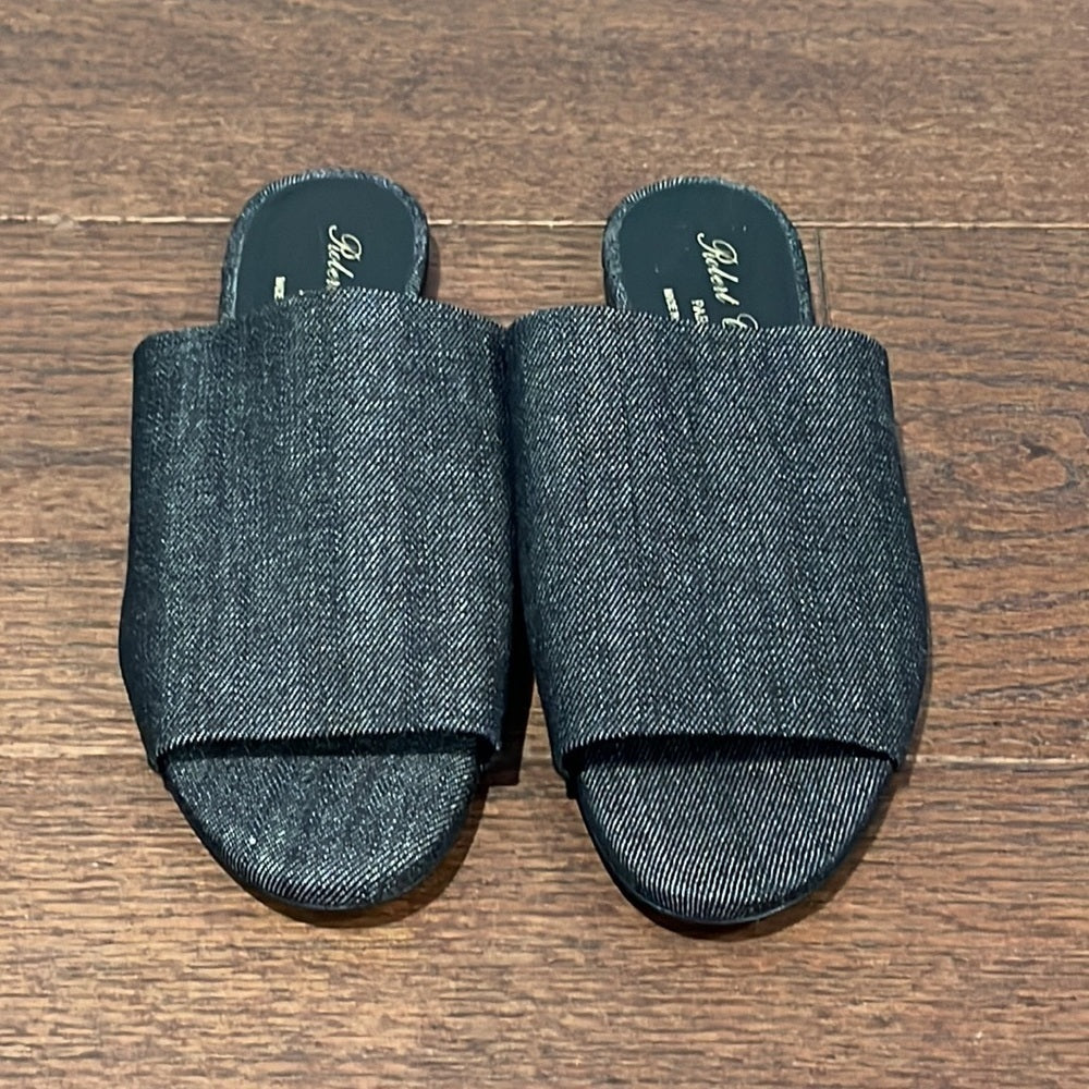 Robert Clergerie Women’s Black Fabric Slides Size 38/8