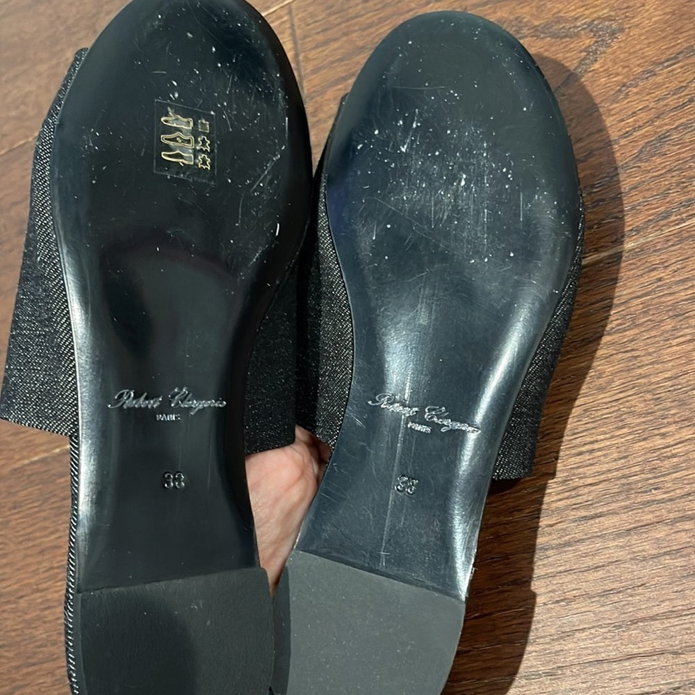 Robert Clergerie Women’s Black Fabric Slides Size 38/8