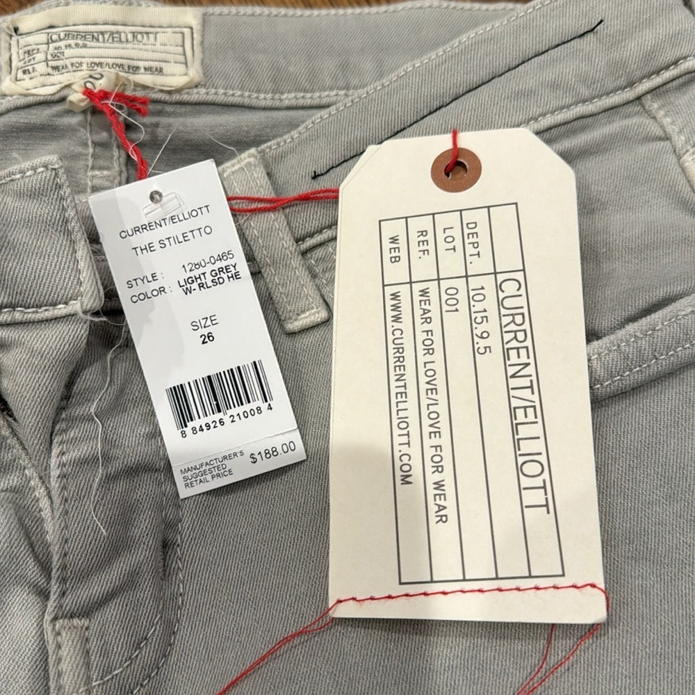 NWT Current Elliot Women’s Skinny Jeans Grey Size 26