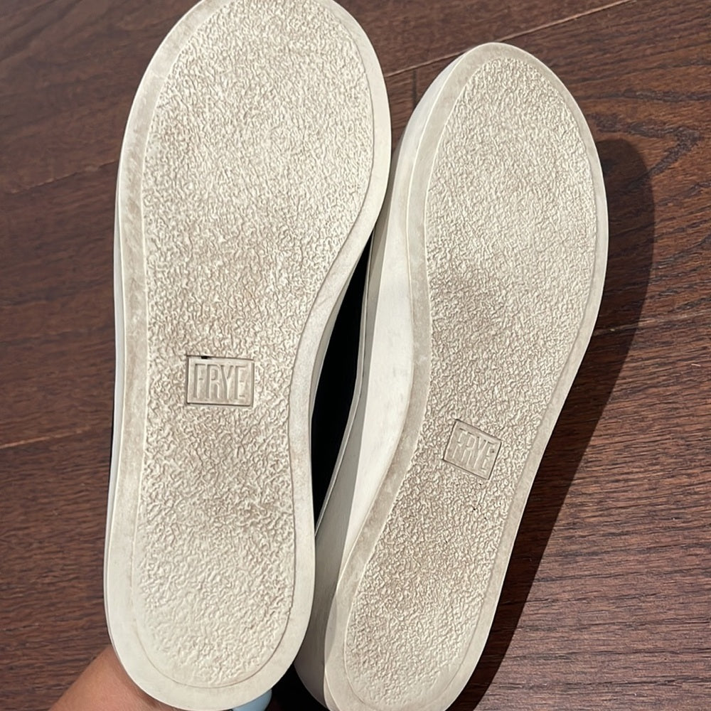 Frye Women’s Lena Zip Black Leather Slides Size 7.5