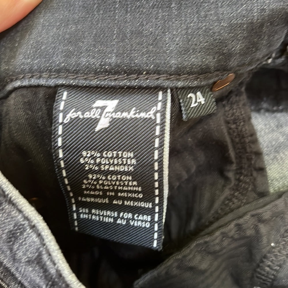7 For All Mankind Women’s Printed Black Jeans Size 24