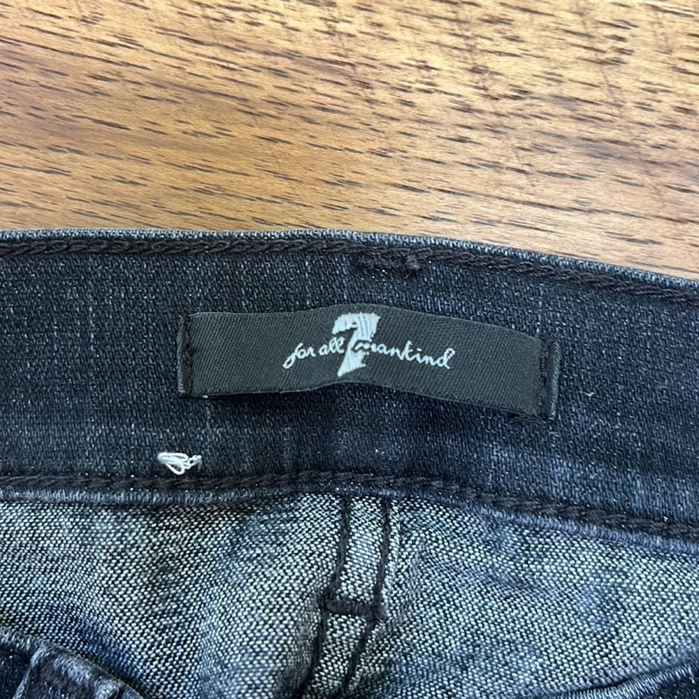 7 For All Mankind Women’s Printed Black Jeans Size 24