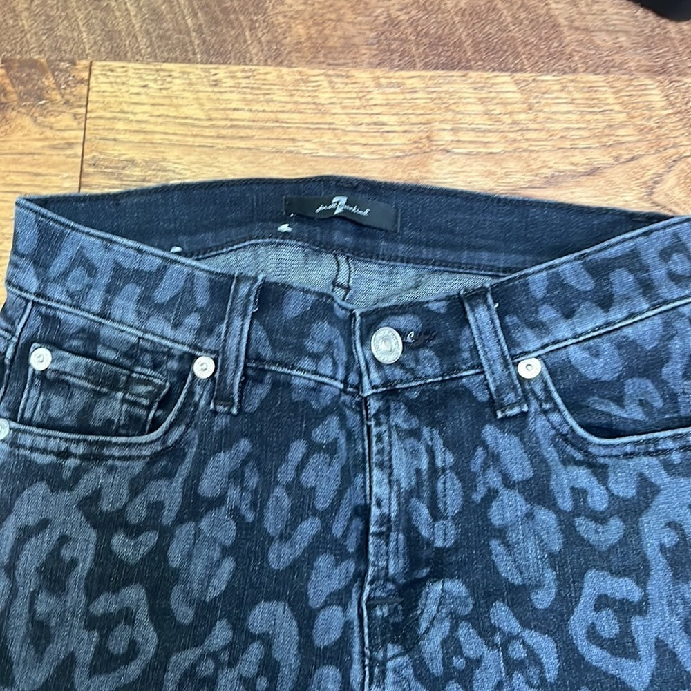 7 For All Mankind Women’s Printed Black Jeans Size 24