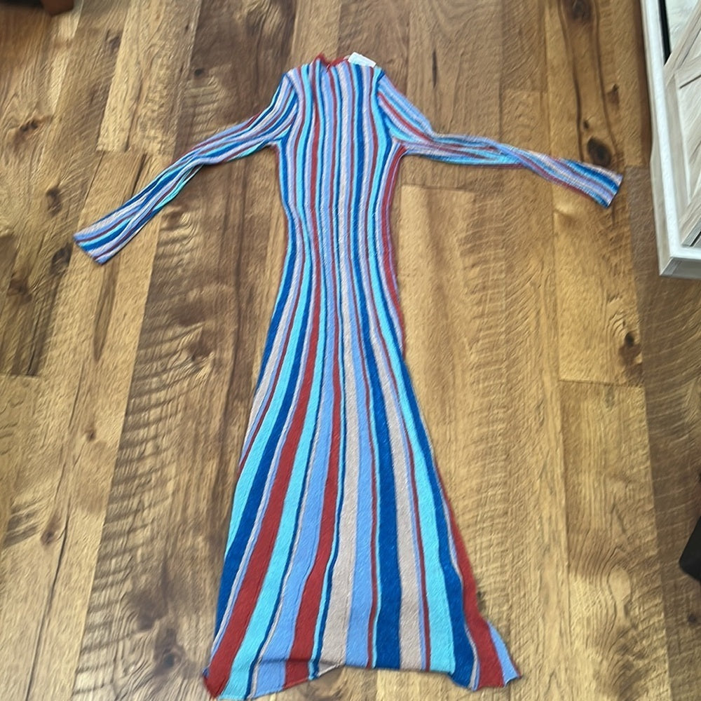 NWT Misa LA Women’s Rafael Metallic Rib Knit Midi Dress Sparkly Striped Size XS