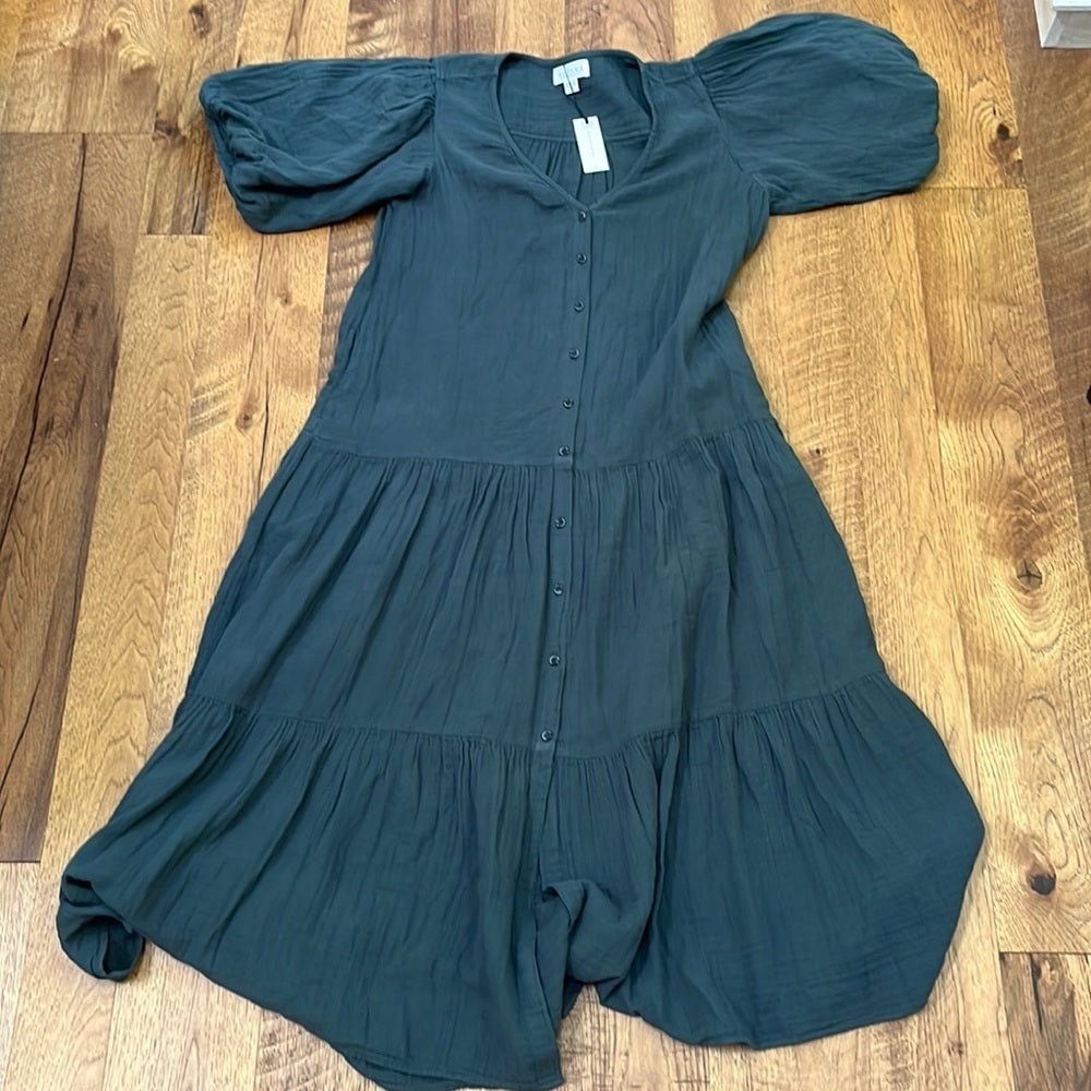 NWT Velvet By Graham & Spencer Women’s Green Maxi Dress with Buttons Size XS