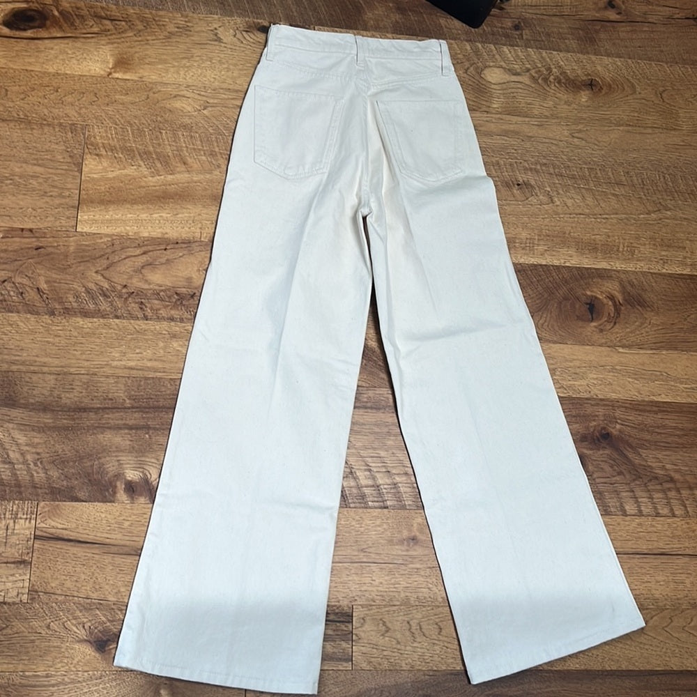 Triarchy Women’s Cream Wide Leg Jeans Size 25