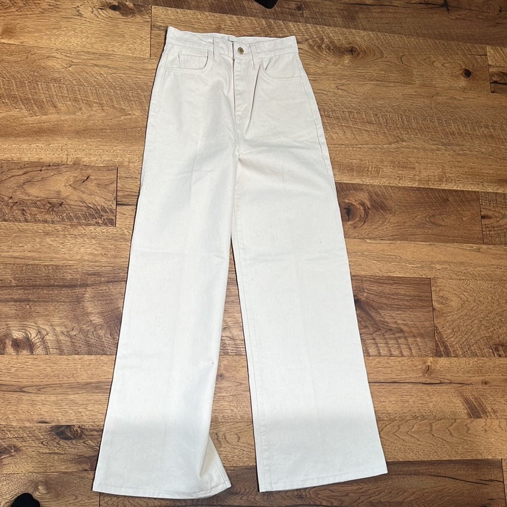 Triarchy Women’s Cream Wide Leg Jeans Size 25