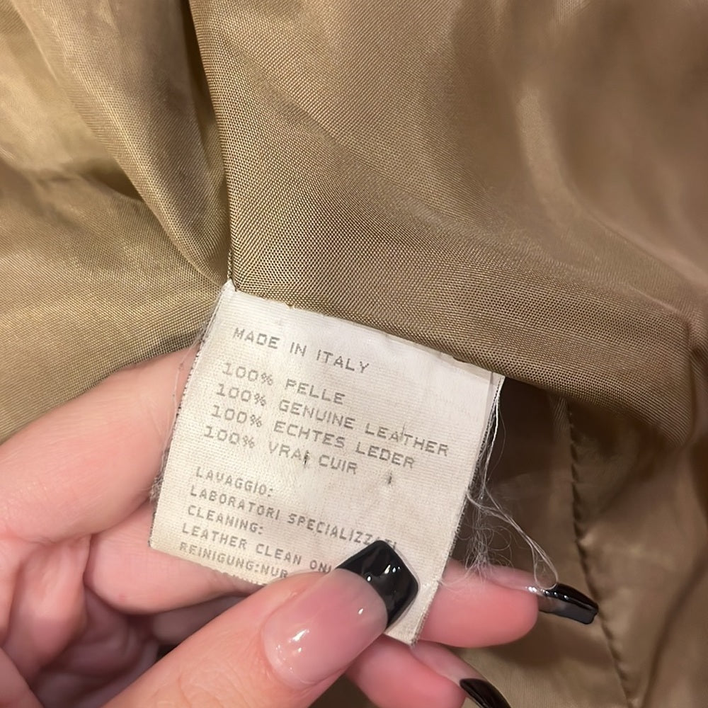 Industria Woman’s Tan Leather Jacket Size EU 42