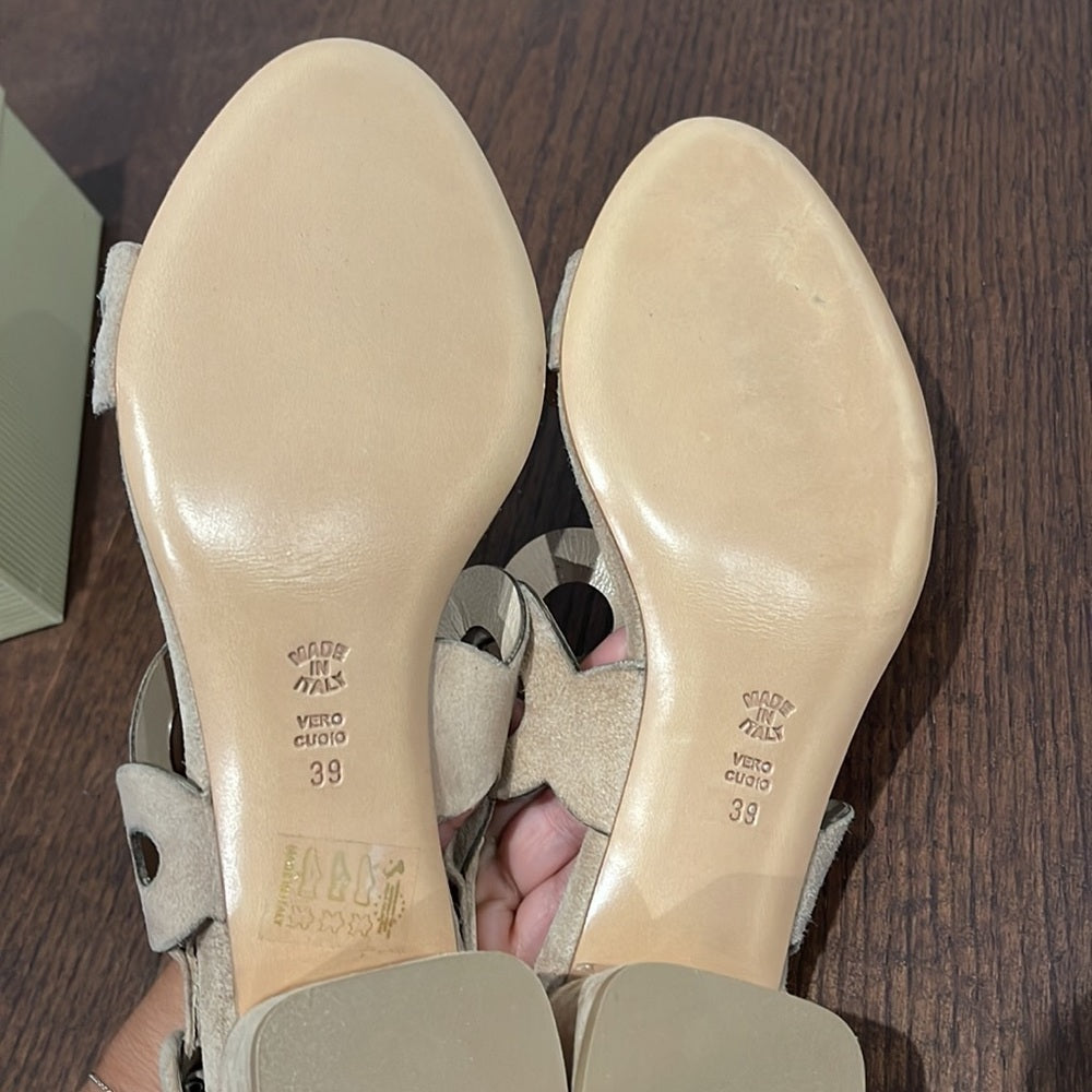 PANCALDI Cream Women’s Suede Sandals Size 39/9