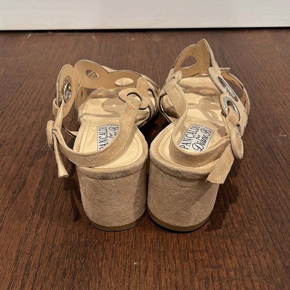 PANCALDI Cream Women’s Suede Sandals Size 39/9