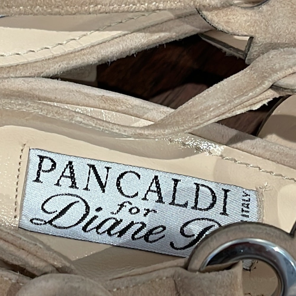 PANCALDI Cream Women’s Suede Sandals Size 39/9