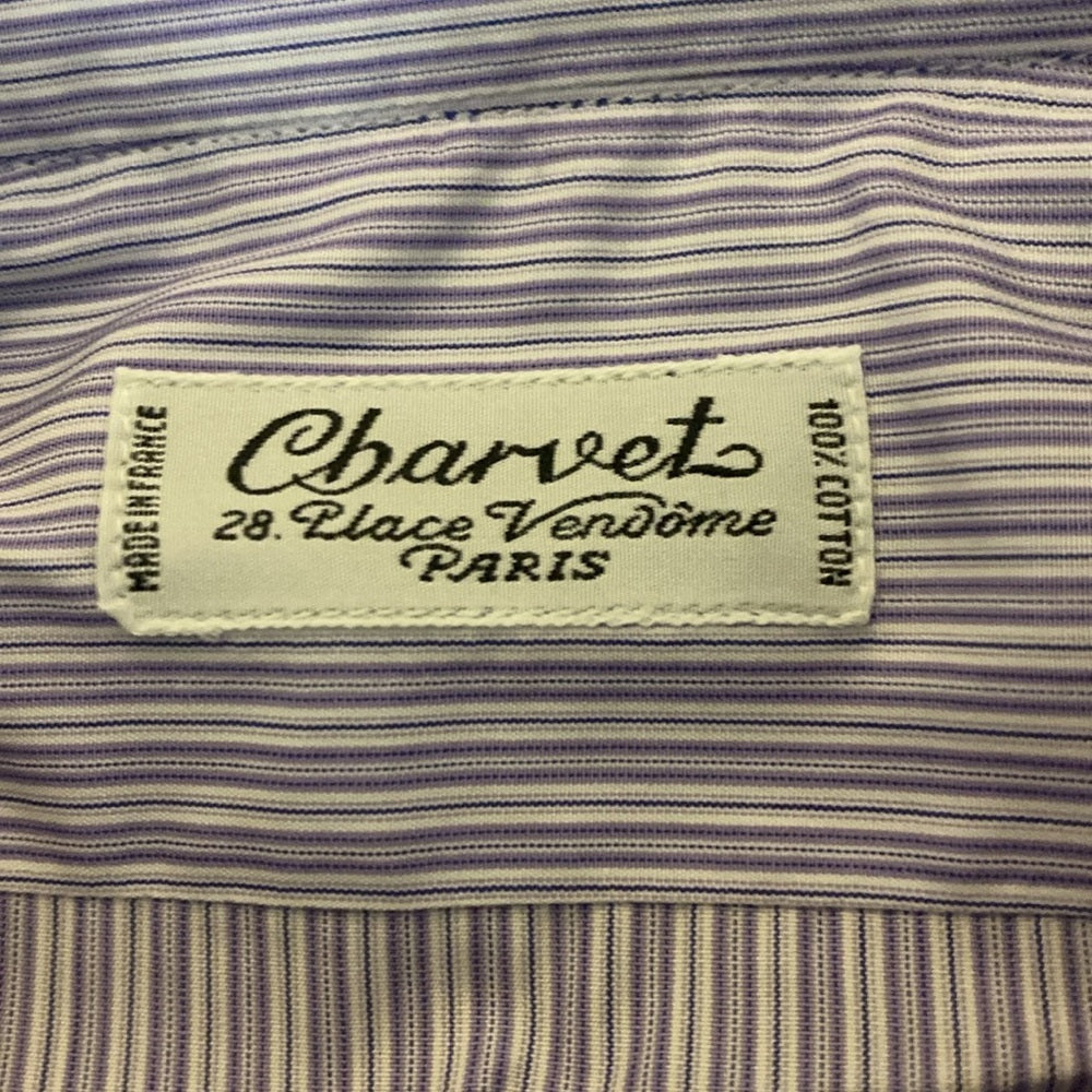 NWT Charvet Men’s Blue and White Striped Button Down Shirt Size 44.5/17.5