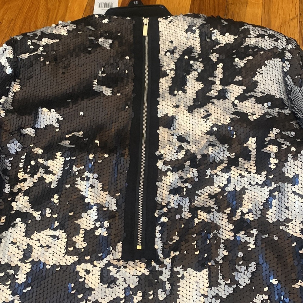 NWT Elizabeth and James Women’s Gray and Black Sequin Dress Size M