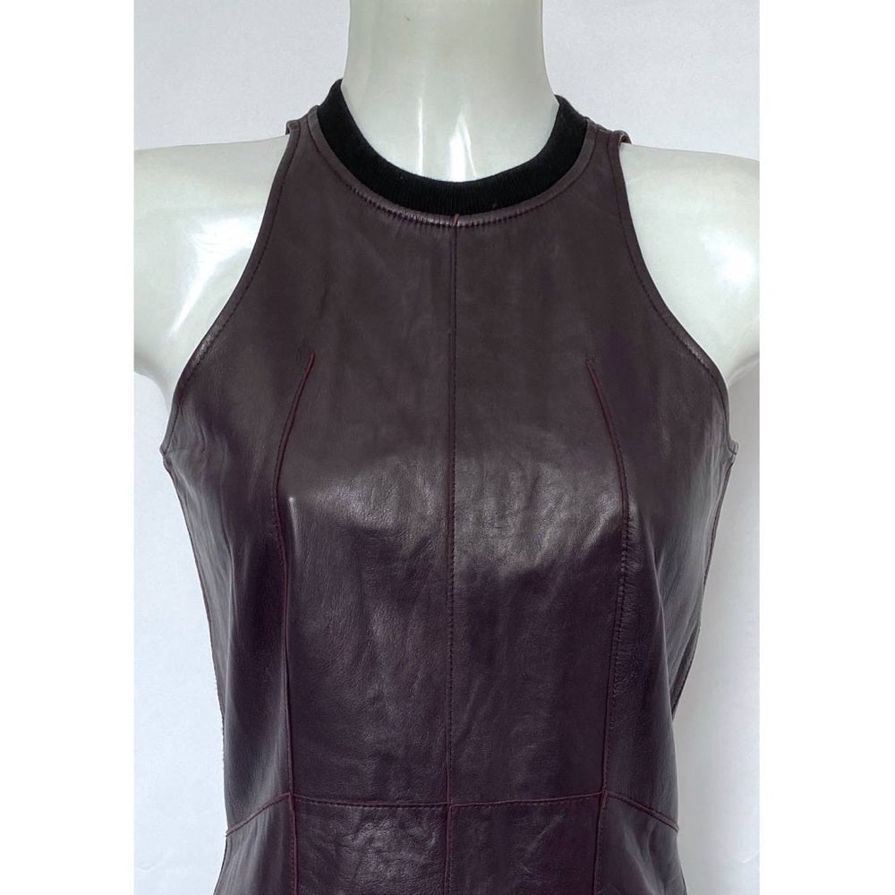 Derek Lam Women’s Dark Purple Leather Dress Size 4