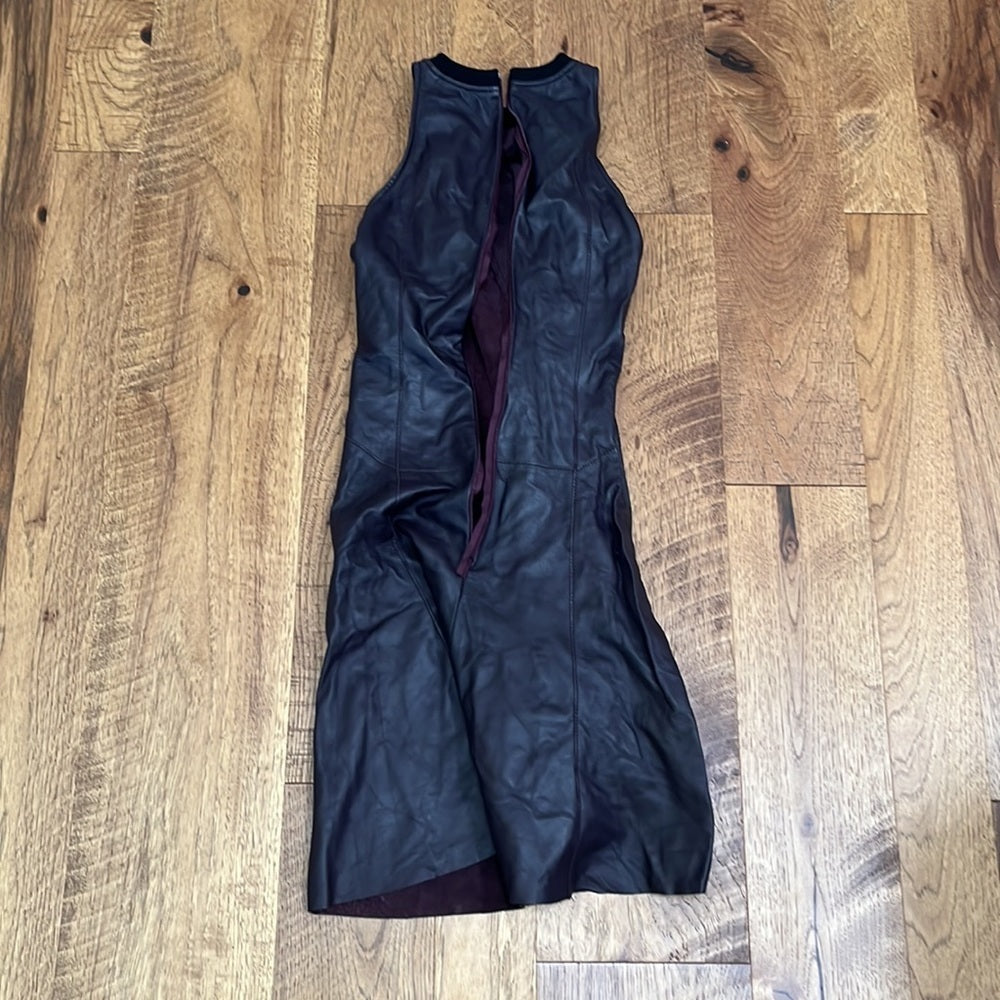Derek Lam Women’s Dark Purple Leather Dress Size 4