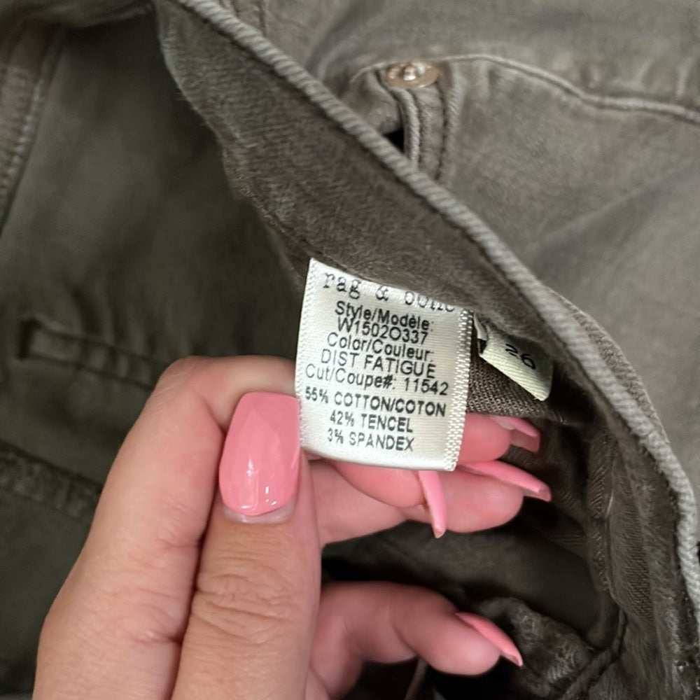 Rag & Bone Women’s Army Green Skinny Jeans Size 26