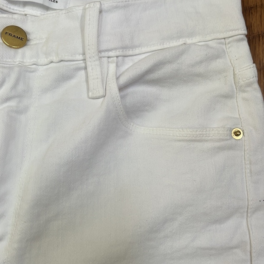 Frame Denim Ali High Rise Cigarette White Jeans Size 25