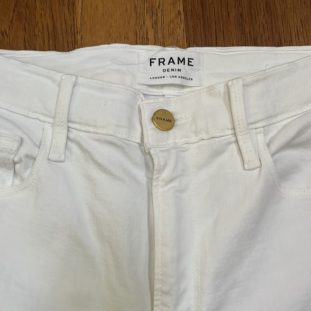 Frame Denim Ali High Rise Cigarette White Jeans Size 25