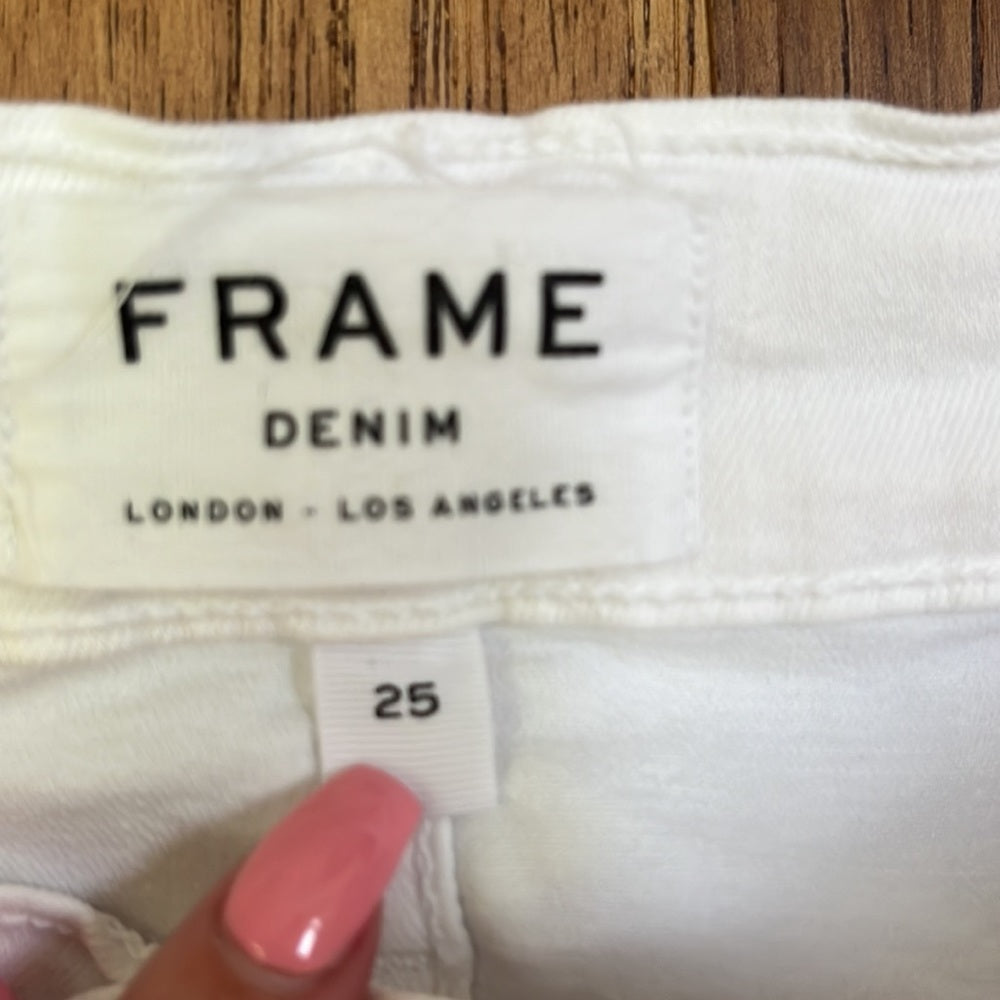 Frame Denim Ali High Rise Cigarette White Jeans Size 25