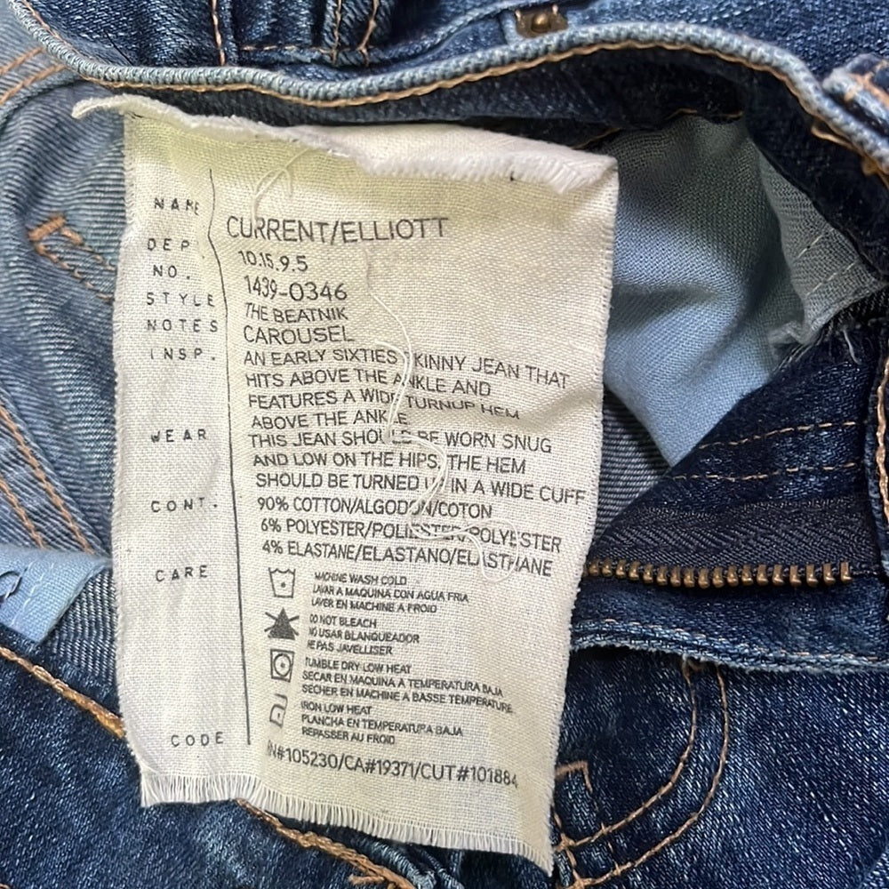 Current/Elliott Women’s Blue The Beatnik Jeans Size 28