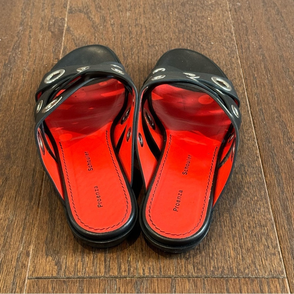 Proenza Schouler Women’s Black Leather Sandals Size 37 / 7