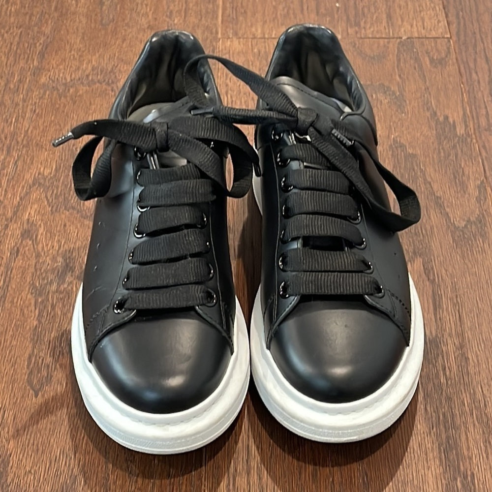 Alexander Wang Women's Oversized Embossed Logo Black Leather Sneakers 39.5/9.5