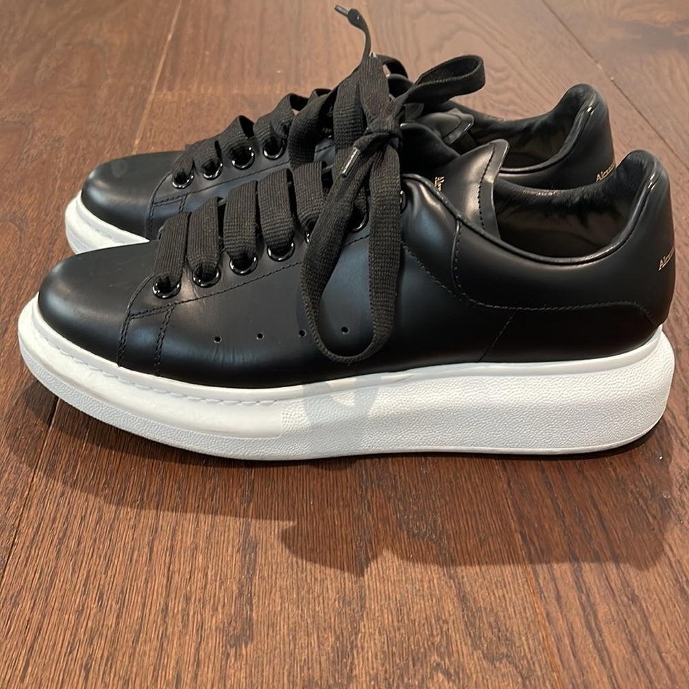 Alexander Wang Women's Oversized Embossed Logo Black Leather Sneakers 39.5/9.5