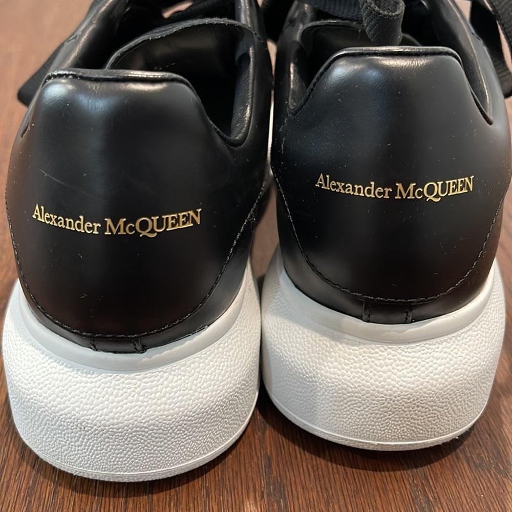 Alexander Wang Women's Oversized Embossed Logo Black Leather Sneakers 39.5/9.5
