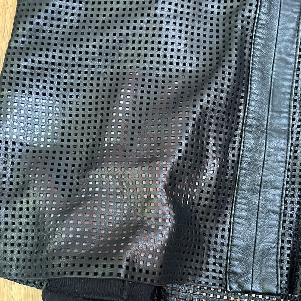 Helmut Lang Women’s Black Perforated See Through Leather Tank Size S