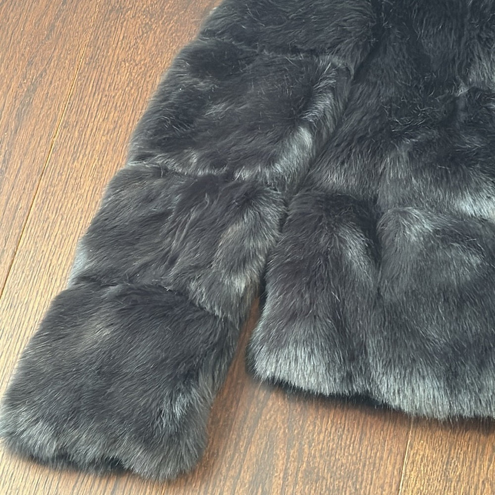 Michael Kors Faux Fur Black/Dark Grey Faux Fur Short Jacket Size XS
