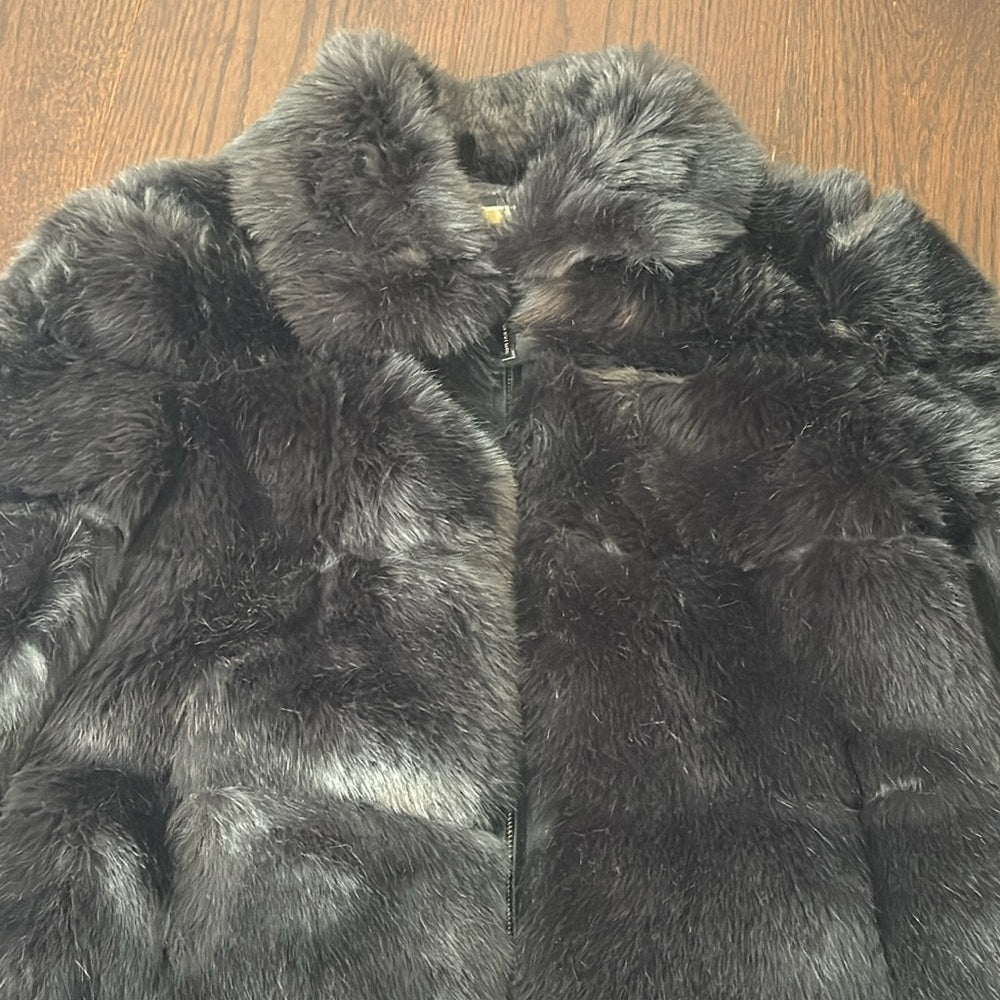 Michael Kors Faux Fur Black/Dark Grey Faux Fur Short Jacket Size XS