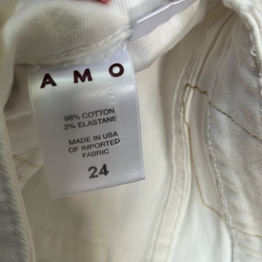 AMO Women’s White Sea Salt Stix Crop Jeans Size 24