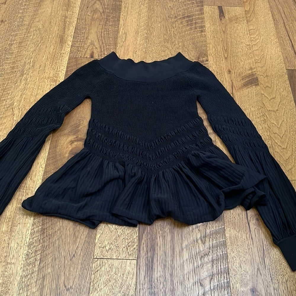 Jonathan Simkhai Women’s Black Ribbed Flowy Top Size S