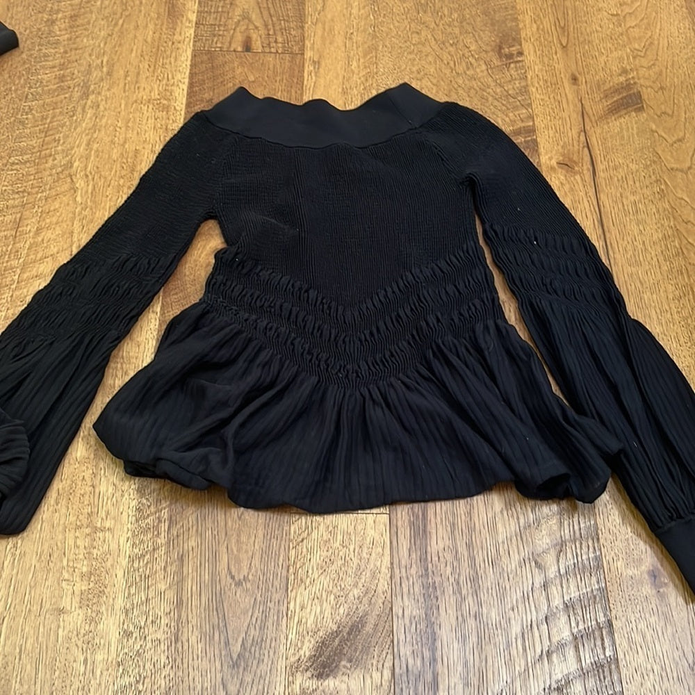 Jonathan Simkhai Women’s Black Ribbed Flowy Top Size S