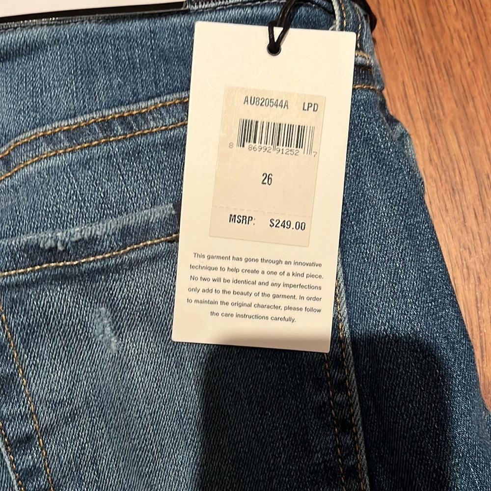 NWT 7 For All Mankind Women’s Super Skinny Ripped Jeans With Designs Size 26